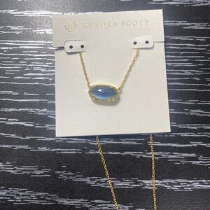 Kendra Scott Gold Necklace with Blue Stone